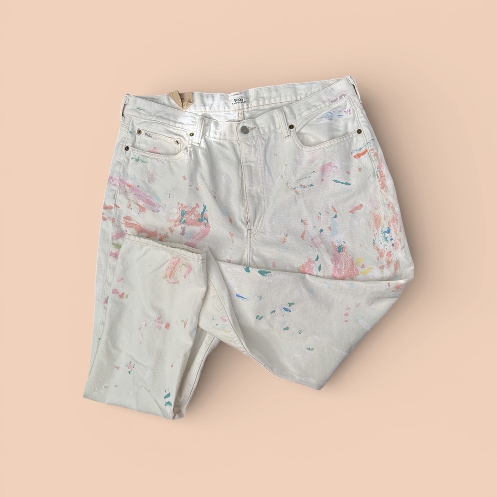 Polo Jeans Women’s Stylish White paint splatter denim‎ jeans size 33R - Picture 7 of 7